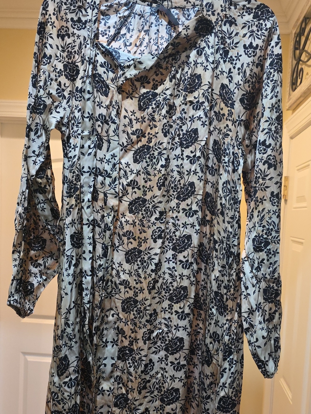 lola Cream Long Sleeve Dress with Black Floral Print
